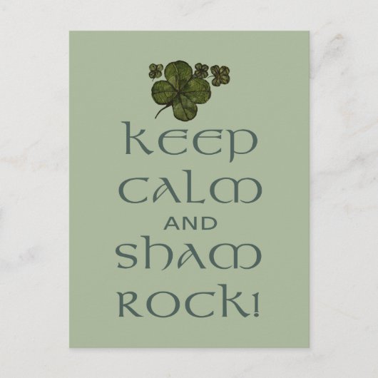Behalt Calm und Sham Rock! Postkarte (Vorderseite)