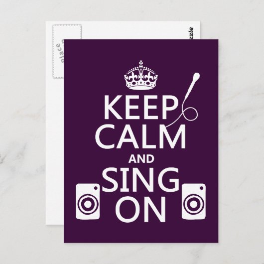 Behalt Calm und Sing On (Karaoke) Postkarte (Vorne/Hinten)