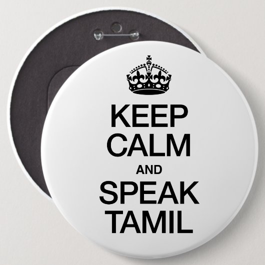 Behalt Calm und Speak Tamil Button (Vorne & Hinten)