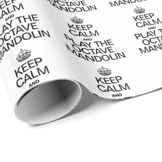 BEHALT CALM UND SPIELE DAS OCTAVE MANDOLIN GESCHENKPAPIER (Rolleneckpunkt)