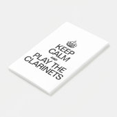 BEHALT CALM UND SPIELE DIE CLARINETS POST-IT KLEBEZETTEL (angewinkelt)