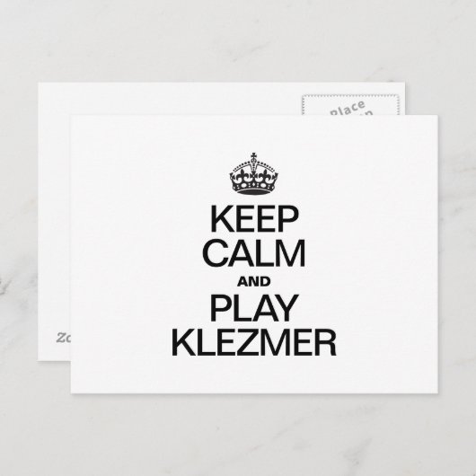 BEHALT CALM UND SPIELE KLEZMER POSTKARTE (Vorne/Hinten)