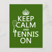 Behalt Calm und Tennis On (beliebige Hintergrundfa Postkarte (Vorderseite)