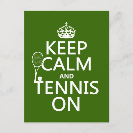 Behalt Calm und Tennis On (beliebige Hintergrundfa Postkarte (Vorderseite)