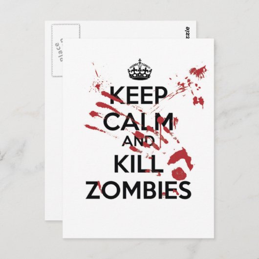 Behalt Calm und töte Zombies Postkarte (Vorne/Hinten)