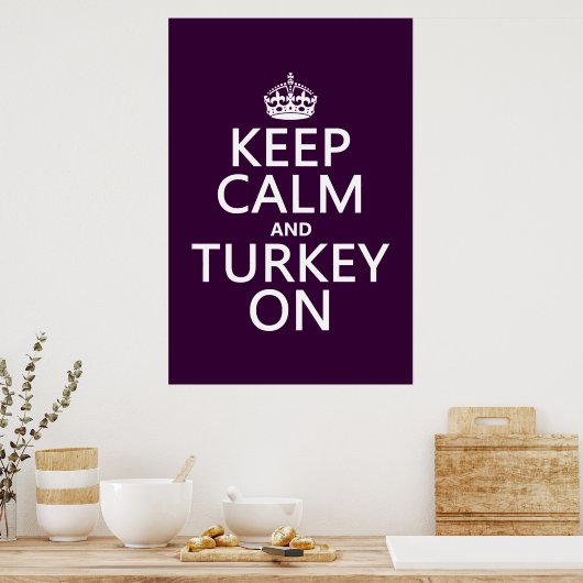 Behalt Calm und Turkey On (Weihnachten) Poster (Küche)