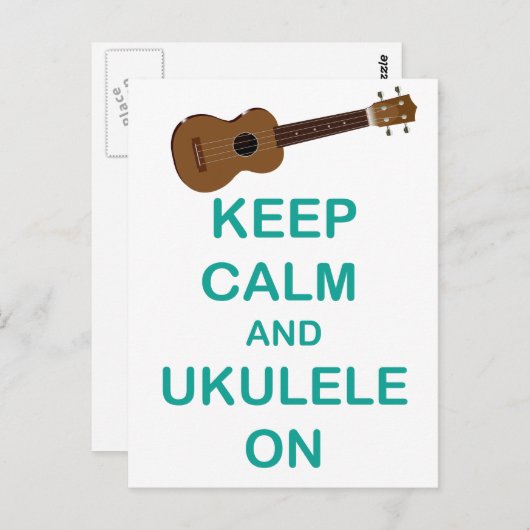 Behalt Calm und Ukulele Auf einzigartigem Hawaii s Postkarte (Vorne/Hinten)