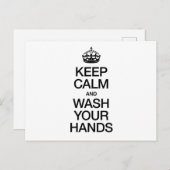 BEHALT CALM UND WASCHE DEINE HÄNDE POSTKARTE (Vorne/Hinten)