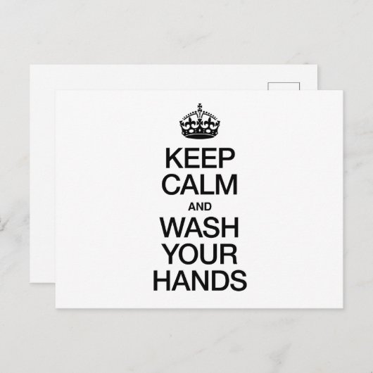 BEHALT CALM UND WASCHE DEINE HÄNDE POSTKARTE (Vorne/Hinten)