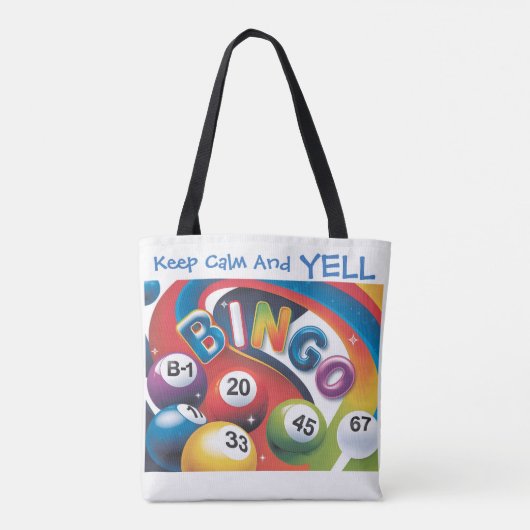 Behalt Calm und YELL Bingo Tasche (Rückseite)