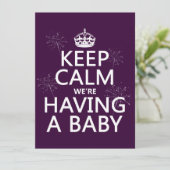 Behalt Calm Wir haben ein Baby (in jeder Farbe) Einladung (Stehend Vorderseite)