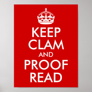 Behalt Clam und Proof Read Red Poster