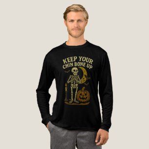 Behalt dein Chin Bone Up Vintages Halloween Skelet Tri-Blend Shirt