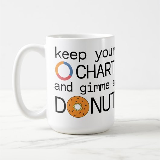 Behalt Dein (Donut) Diagramm und Gimme a Donut Kaffeetasse (Links)