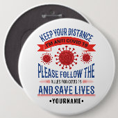 Behalt deine Distanz nach den Regeln Button (Vorne & Hinten)