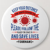 Behalt deine Distanz nach den Regeln Button (Vorderseite)