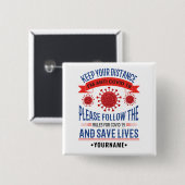 Behalt deine Distanz nach den Regeln Button (Vorne & Hinten)