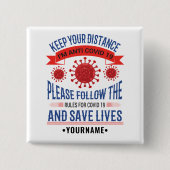 Behalt deine Distanz nach den Regeln Button (Vorderseite)