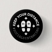 "Behalt deine Entfernung" Sozialabstandszeichen Button (Vorderseite)