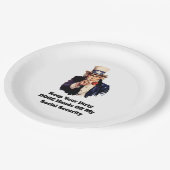 Behalt deine schmutzigen DOGE-Hände von meiner soz Pappteller (Schrägansicht)