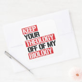 Behalt deine Theologie aus meiner Biologie Quadratischer Aufkleber (Umschlag)