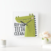 Behalt deine Zähne sauber Quadratische Wanduhr (Zuhause)