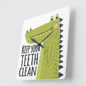 Behalt deine Zähne sauber Quadratische Wanduhr (Winkel)