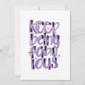 Behalt, der Fabulous Hand Letted Lila Dankeskarte (Vorderseite)