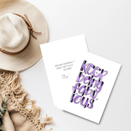Behalt, der Fabulous Hand Letted Lila Dankeskarte