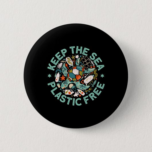Behalt der Meereskunststoff-freien Gerettet Schild Button (Vorderseite)