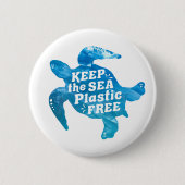 Behalt der Plastikfreien Meeresschildkröte Button (Vorderseite)