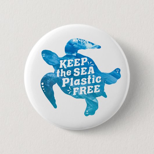 Behalt der Plastikfreien Meeresschildkröte Button (Vorderseite)