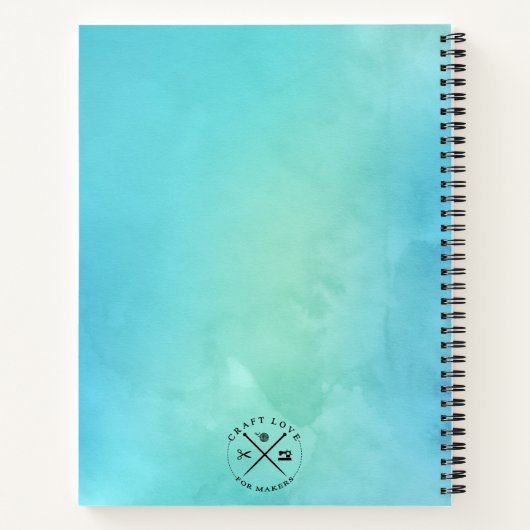 Behalt der Ruhe auf Kunsthandwerk Blaue Wasserfarb Notizblock (Rückseite)