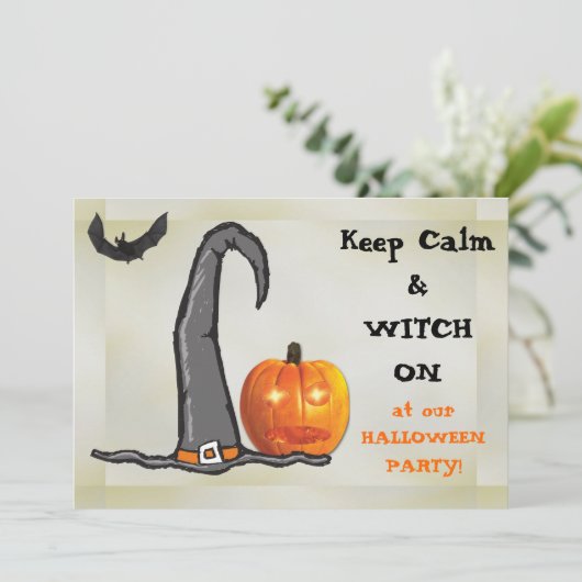 Behalt des Halloween-Party Calm Witch Einladung (Stehend Vorderseite)