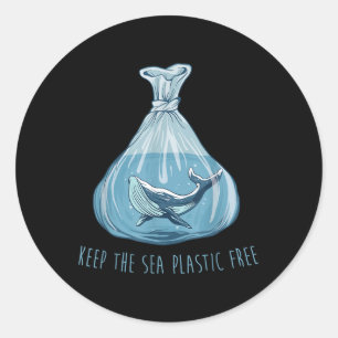 Behalt des Meeres frei von Plastik, um die Umwelt Runder Aufkleber