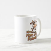 behalt des moosierenden, niedlichen Kuhdesigns Kaffeetasse (VorderseiteRechts)