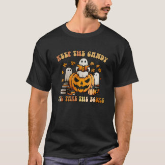 Behalt die Süßigkeit, die ich Bücher Halloween Gho T-Shirt