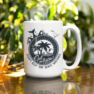 Behalt diesen Strand nicht Wartend   Tropische Pup Kaffeetasse
