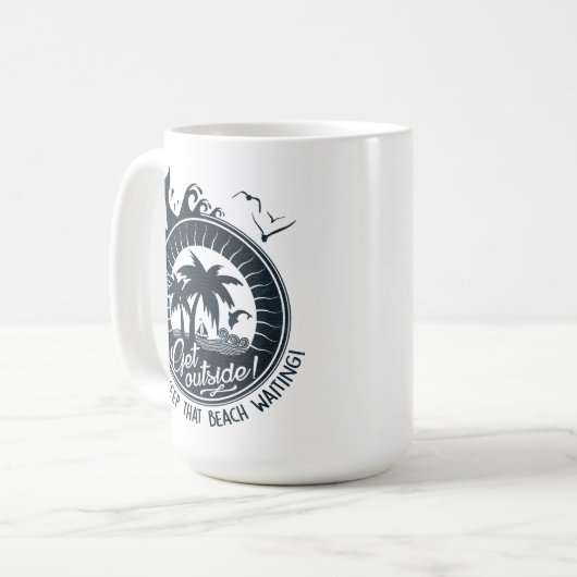 Behalt diesen Strand nicht Wartend | Tropische Pup Kaffeetasse (Vorderseite Links)