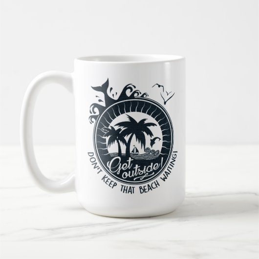 Behalt diesen Strand nicht Wartend | Tropische Pup Kaffeetasse (Links)