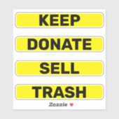 Behalt Donate Sell Trash Simple Konmari Aufkleber (Blatt)
