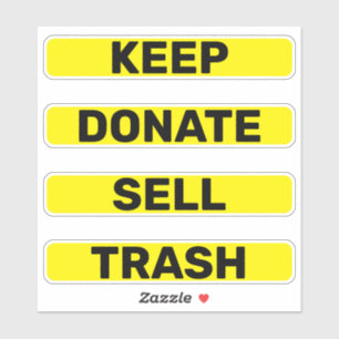 Behalt Donate Sell Trash Simple Konmari Aufkleber