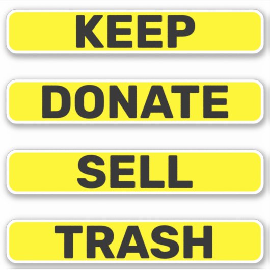 Behalt Donate Sell Trash Simple Konmari Aufkleber (Vorderseite)