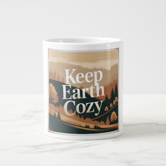 Behalt Earth Cosy Retro Nature Adventure Öko Art Jumbo-Tasse (Vorderseite)