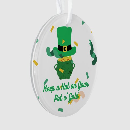 Behalt einen Hut auf den Gold-Pot auf einem Ornament (Vorderseite)