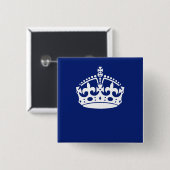 Behalt eines Calm Crown-Symbols auf Navy Blue Button (Vorne & Hinten)
