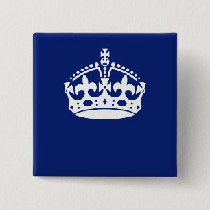Behalt eines Calm Crown-Symbols auf Navy Blue Button