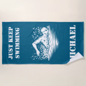 Behalt einfach das Schwimmer Monogramm Strandtuch (Vorderseite)