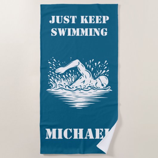 Behalt einfach das Schwimmer Monogramm Strandtuch (Vorderseite)