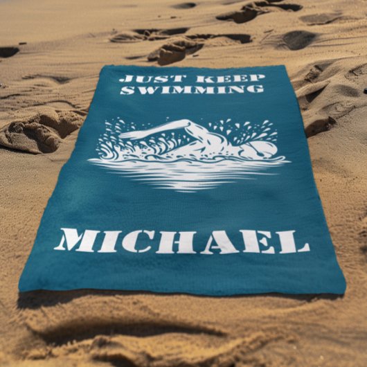 Behalt einfach das Schwimmer Monogramm Strandtuch